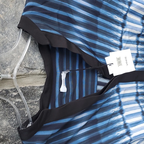 NWT Vince Silk Shibori Tie Dye Blouse Blue White Size 4 - Picture 9 of 13